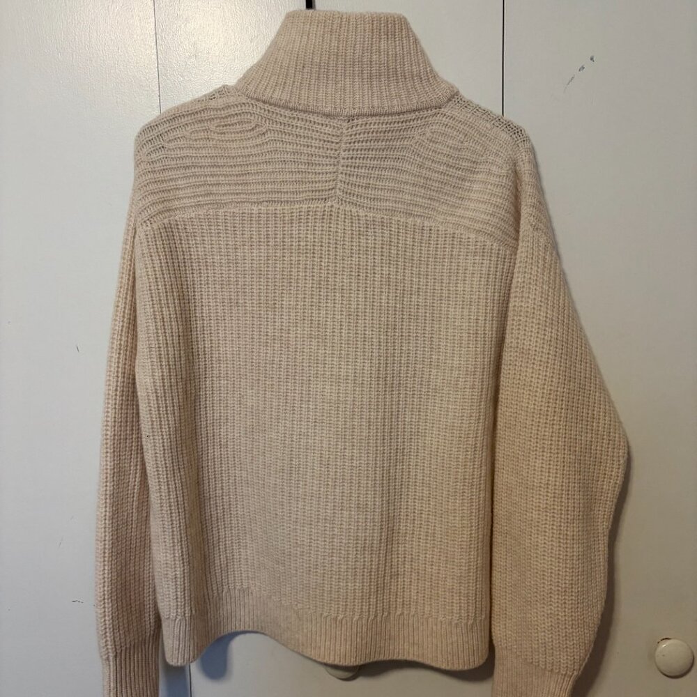 Everlane The Felted Merino Half Zip Sweater- White– Small – Like New - Picture 7 of 8